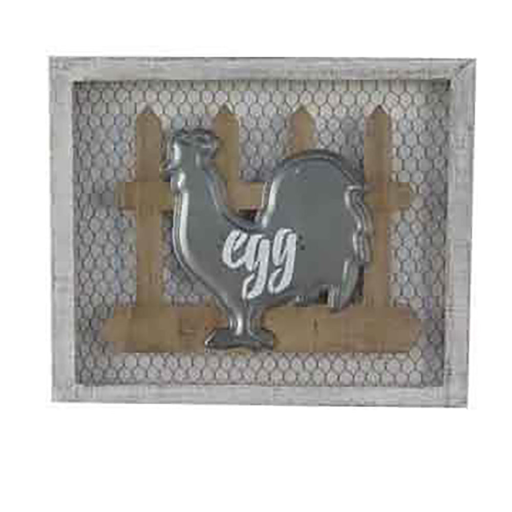 Quadro in legno in metallo gallina egg cm 46x38x3