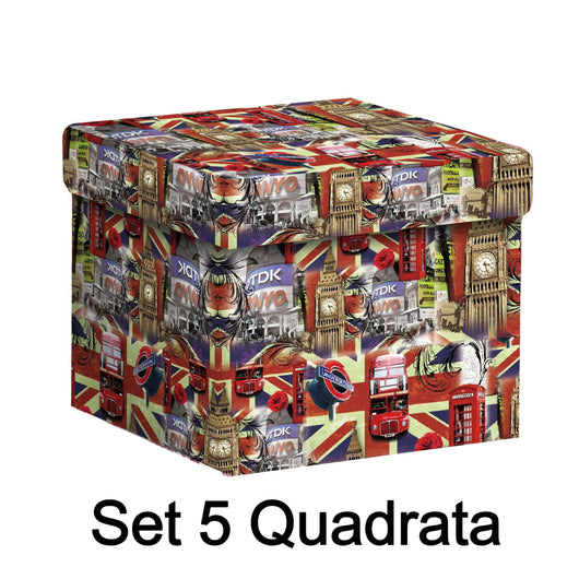 Set 5 Scatole Quadrate in Cartone London