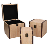 Set 3 Scatole in Similpelle effetto in legno quadro