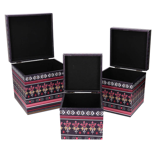 Set 3 Scatole in Similpelle fiori multicolor quadro