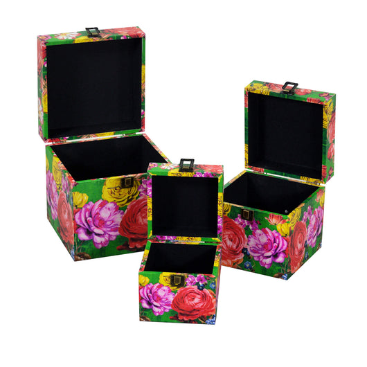 Set 3 Scatole in Similpelle multicolor quadro