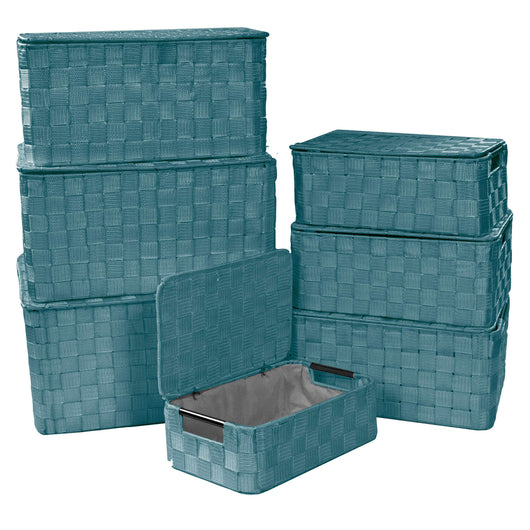 Set 7 Scatole in poliestere verde acqua rettangolare