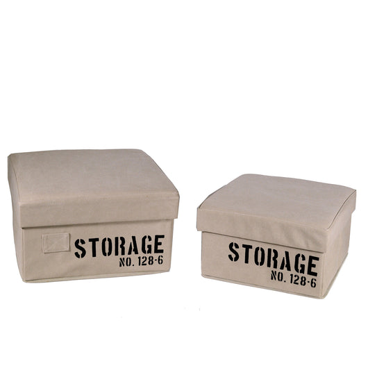 Set 2 Scatole in tessuto crema storage quadro pieghevole