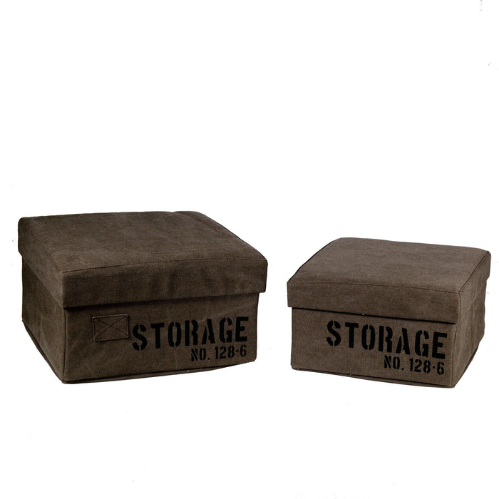 Set 2 Scatole in tessuto marrone storage quadro pieghevole