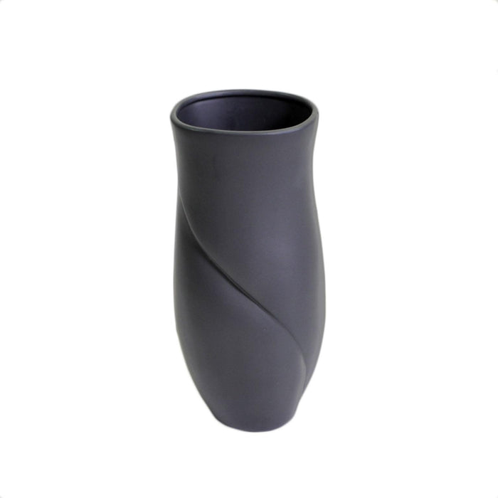 Vaso ceramica petalo nero opaco cm 18x16xh44