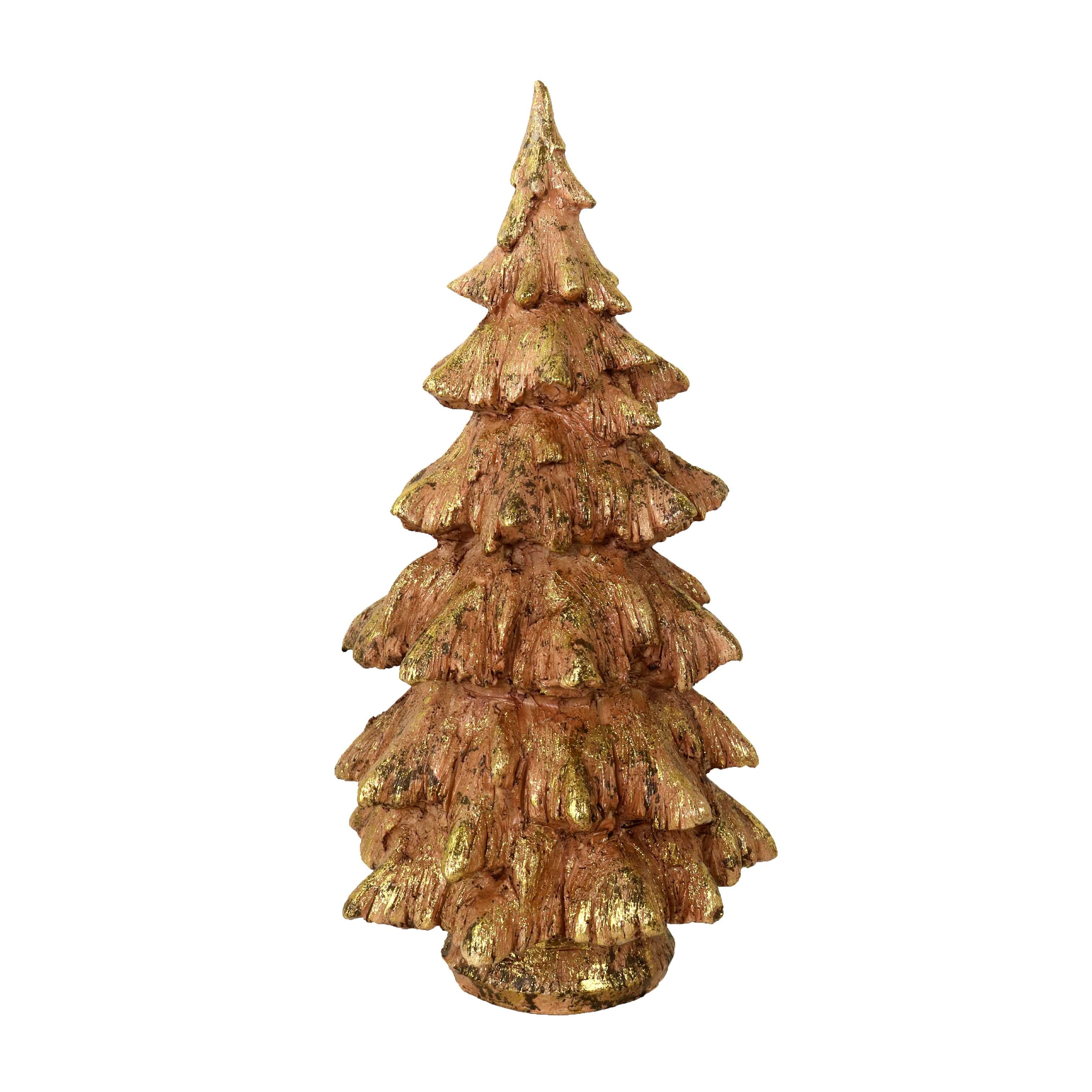 Mini Albero di Natale in Resina rosa glitter oro cm Ø20xh39