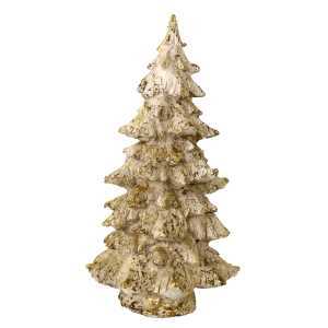 Mini Albero di Natale in Resina bianco glitter oro cm Ø20xh39