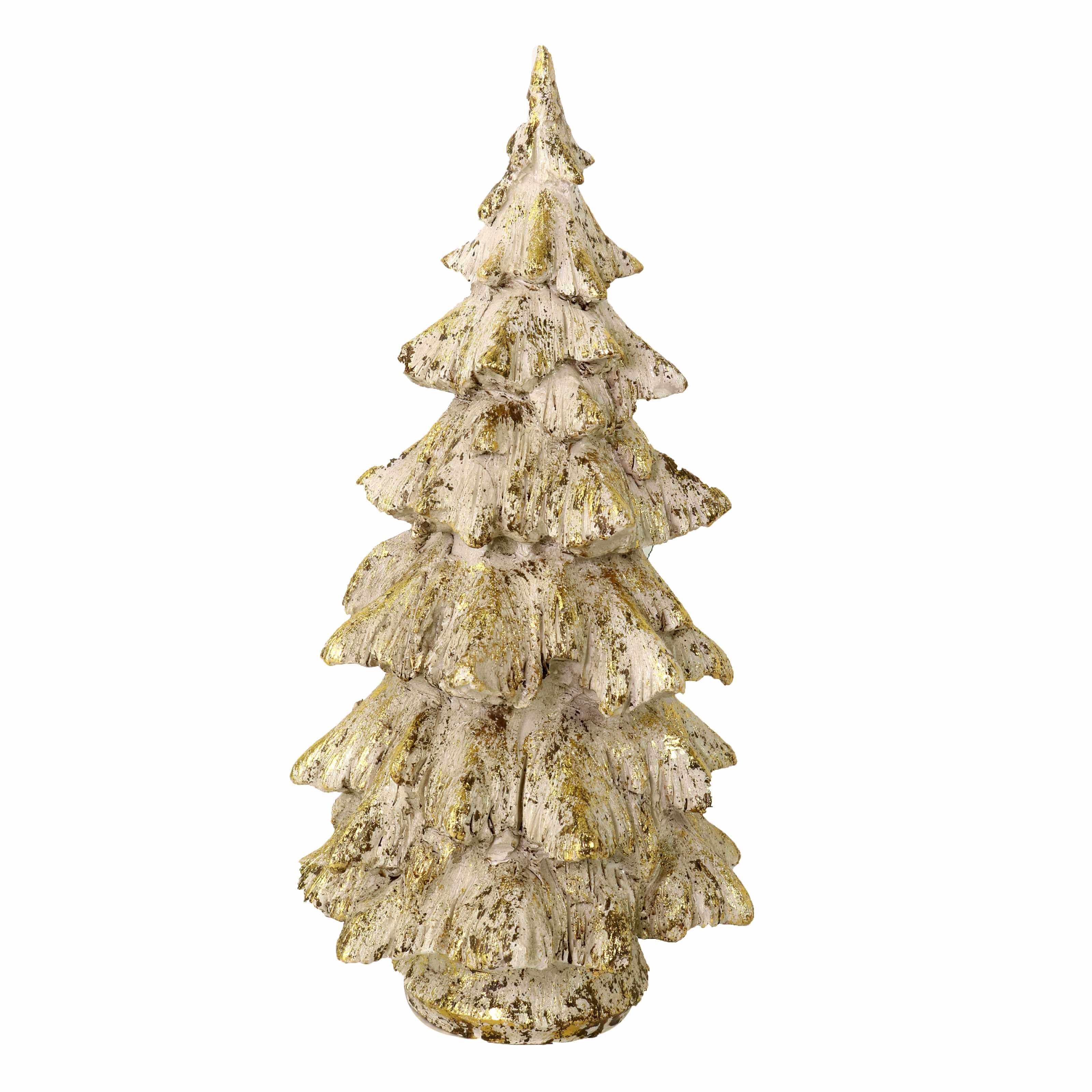 Mini Albero di Natale in Resina bianco glitter oro cm Ø24xh46