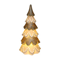 Albero di Natale in ceramica bianco oro con Led cm Ø14xh29