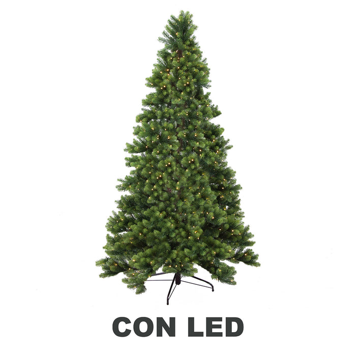 Albero di Natale Artificiale 2093 rami 620 con Led cm Ø132xh240 monte durando verde