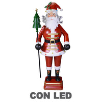 Pupazzo Babbo Natale in Metallo con Led rosso cm 40x30xh135