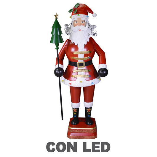 Pupazzo Babbo Natale in Metallo con Led rosso cm 40x30xh135