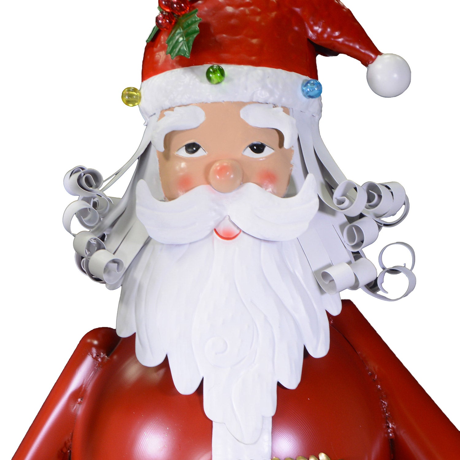 Pupazzo Babbo Natale in Metallo con Led rosso cm 40x30xh135