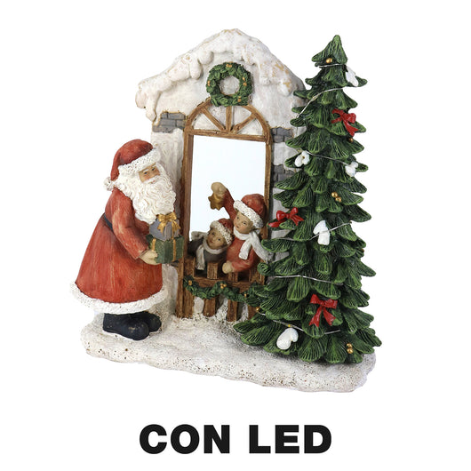 Carillon in Resina babbo natale con Led rosso cm 22x9,5xh22,5