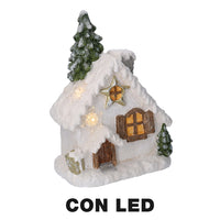 Casetta in Resina con albero con Led bianco cm 26,5x17xh36