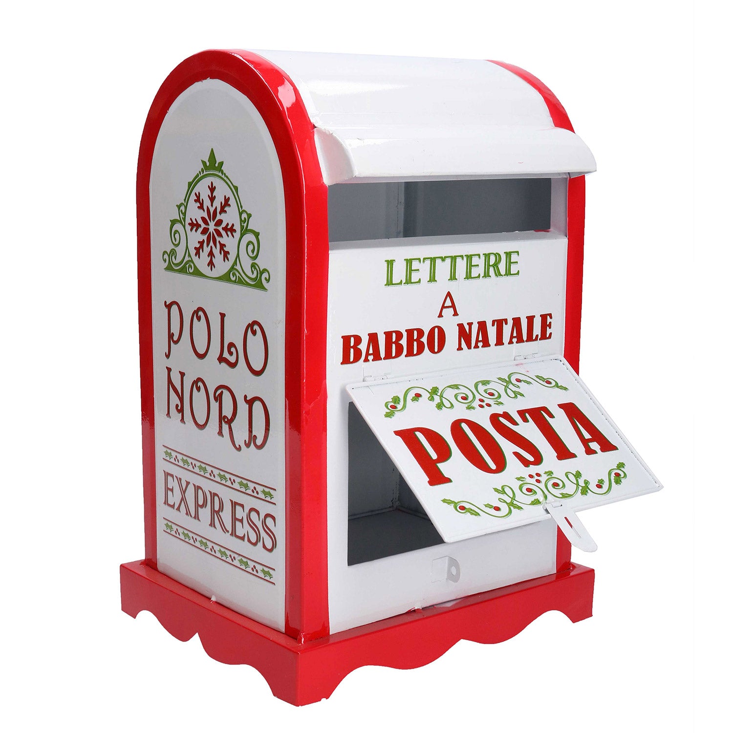 Cassetta posta in Metallo rosso bianco cm 20x22,5xh33