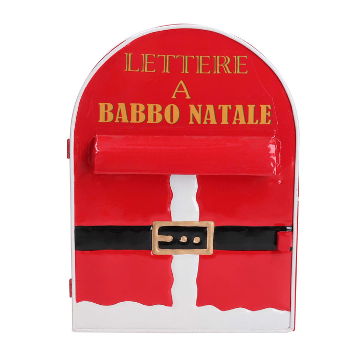 Cassetta posta in Metallo babbo natale rosso cm 22,5x12xh30