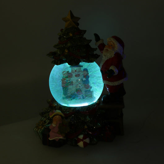 Palla di vetro con Led in Resina babbo natale con musica cm 16x15xh25