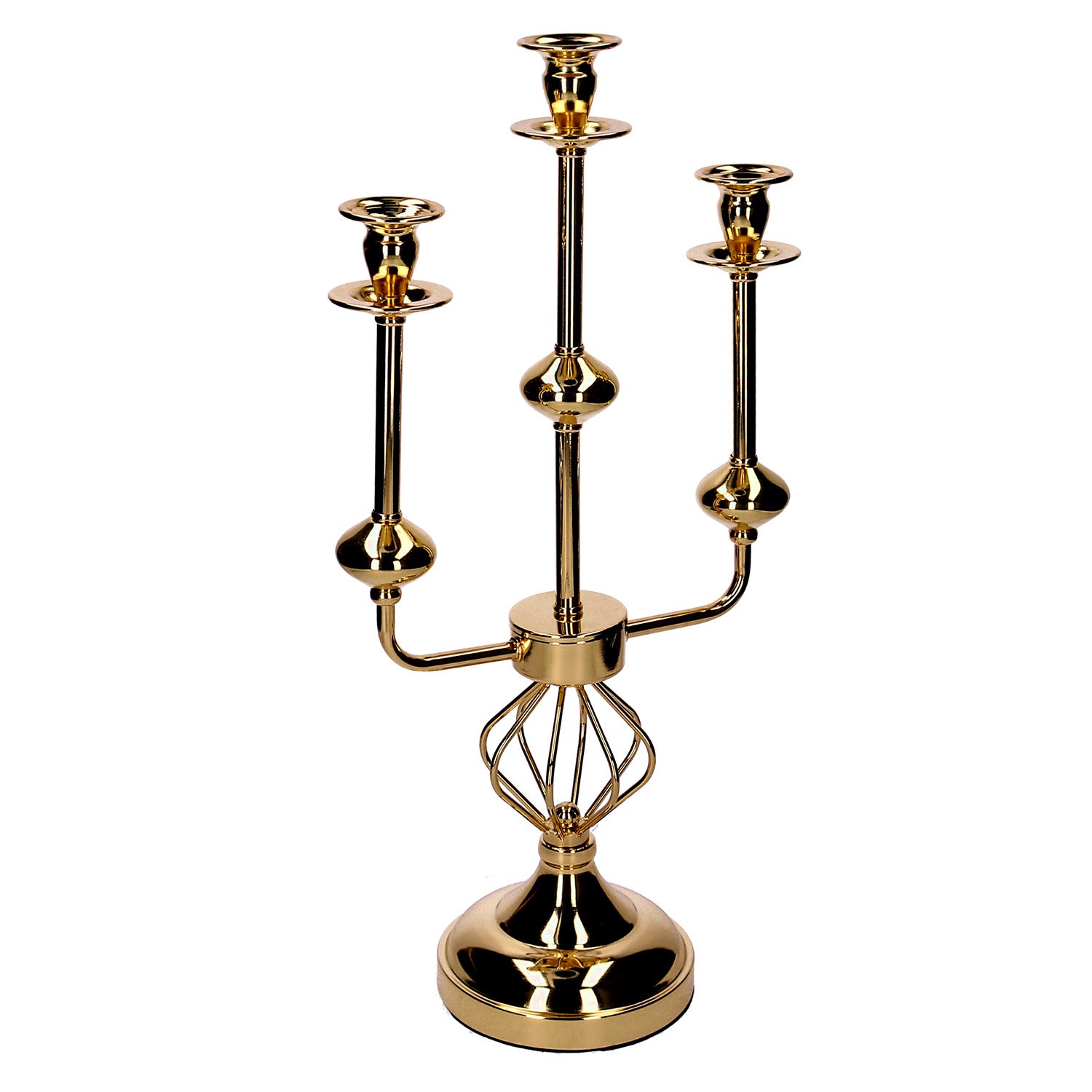 Portacandele candelabro in Metallo oro cm 26x14xh51