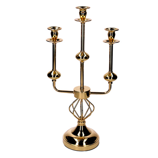 Portacandele candelabro in Metallo oro cm 26x14xh51