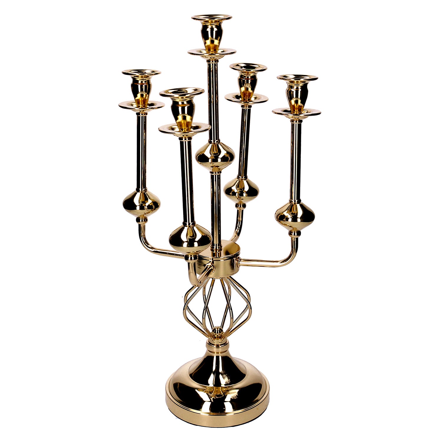 Portacandele Candelabro in Metallo oro cm 26x26xh51