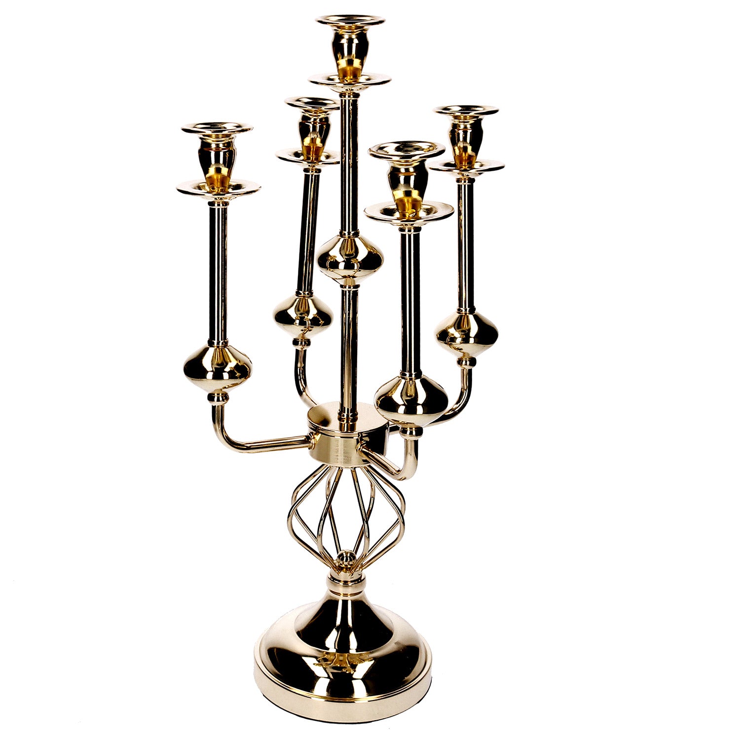 Portacandele Candelabro in Metallo oro cm 26x26xh51