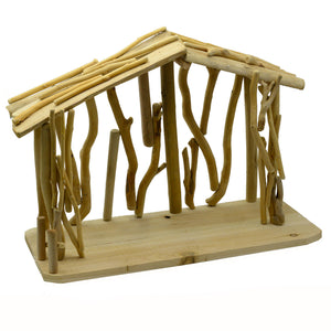 Presepe Capanna in Legno naturale cm 55x25xh40