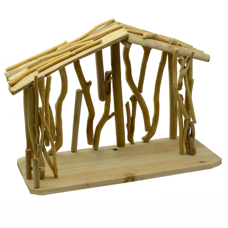 Presepe Capanna in Legno naturale cm 55x25xh40