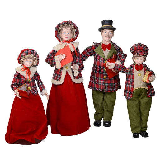 Famiglia cantori in Tessuto rosso scozzese set 4pz cm 34x22xh95