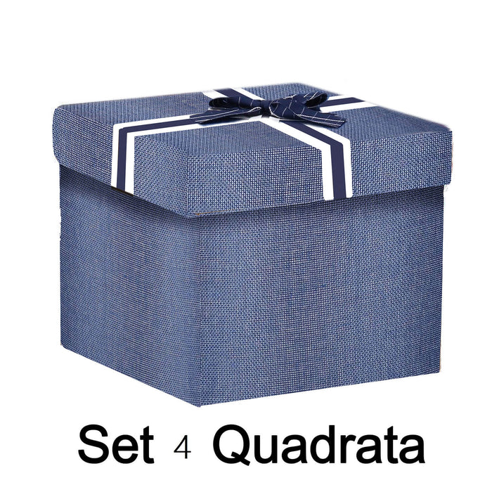 Set 4 Scatole cartone blu quadro