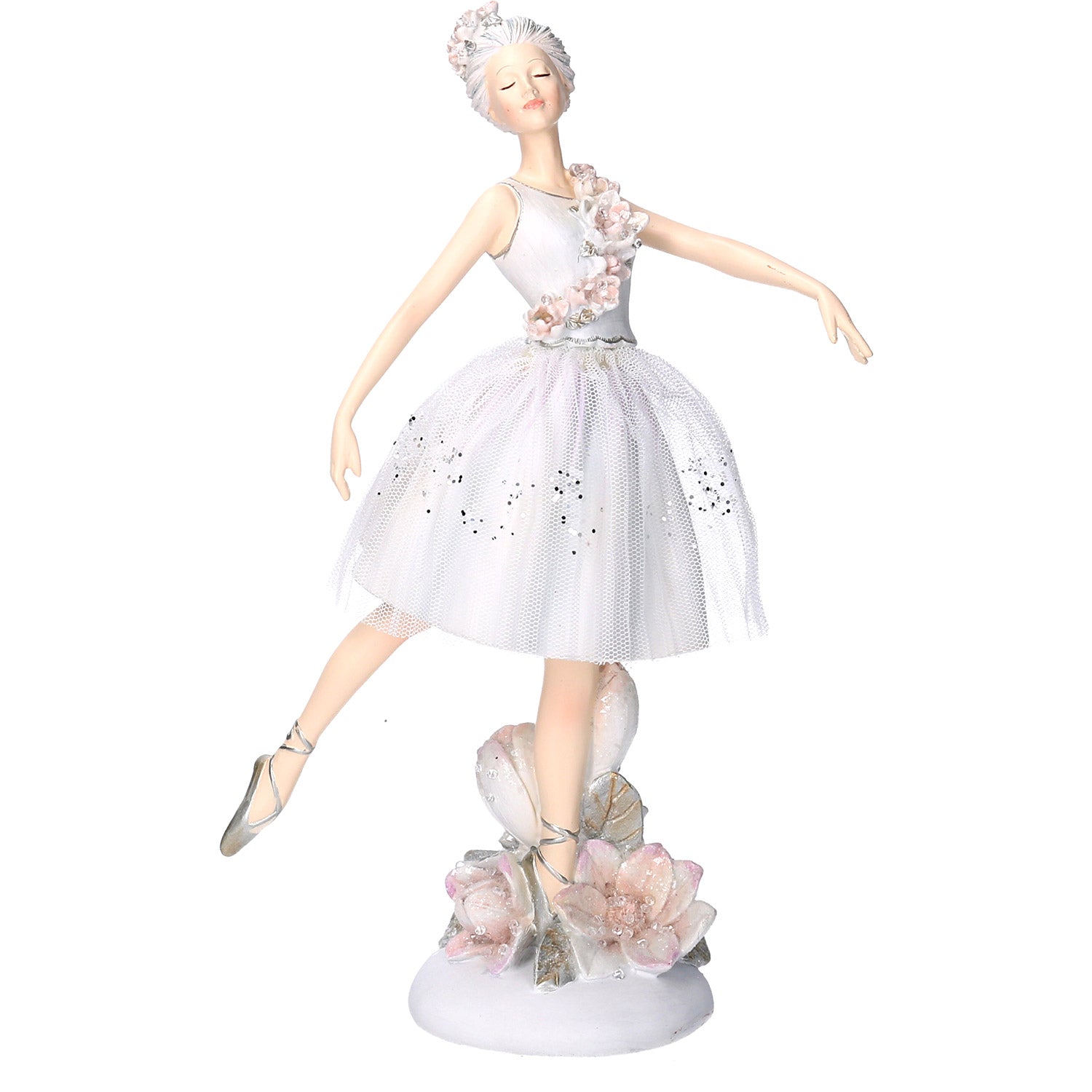 Statua in Resina ballerina bianco cm 17,7x9,5xh27,2