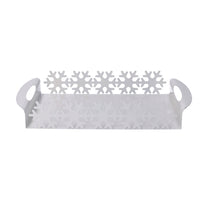 Vassoio in Metallo fiocco neve bianco rettangolare cm 41x20xh6,5