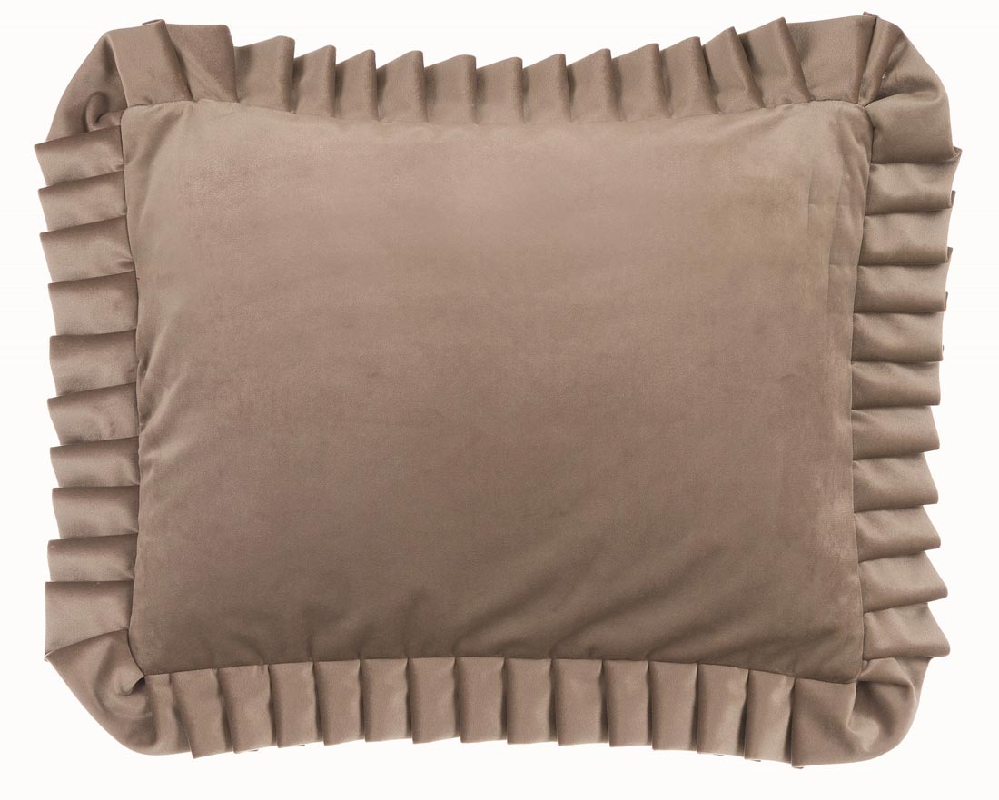 Cuscino Velluto con Gale Shabby Chic Balza Romantico Letto Divano Blanc Maricò Colori: Tortora