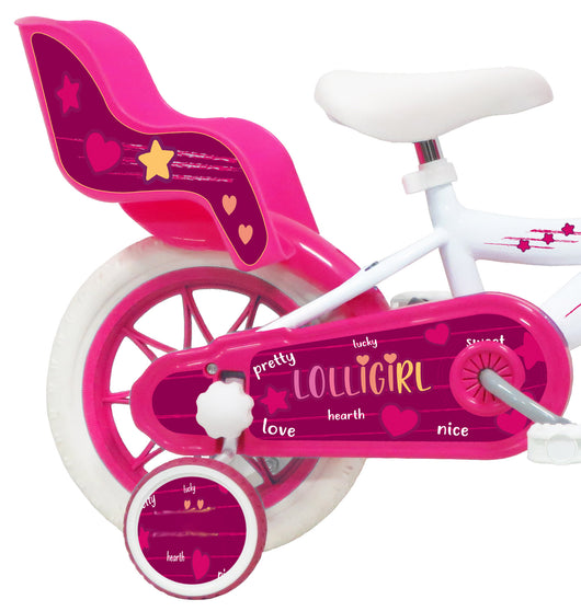 Bicicletta per Bambina 12" 2 Freni Gomme in EVA Lolly Girl Bianca/Rosa