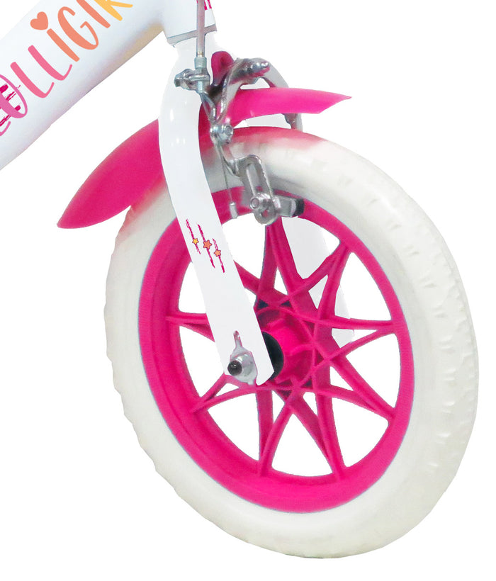 Bicicletta per Bambina 12" 2 Freni Gomme in EVA Lolly Girl Bianca/Rosa