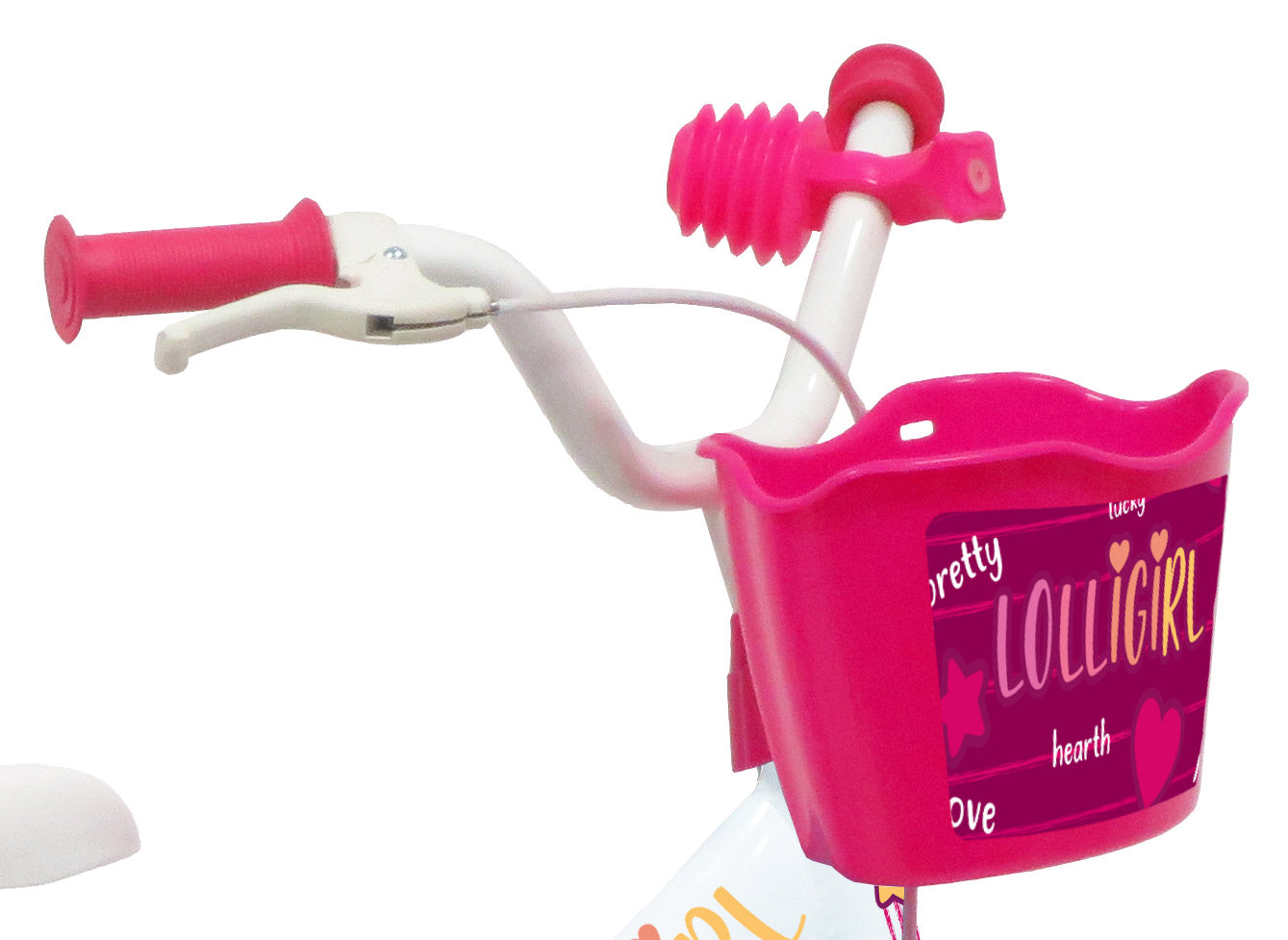 Bicicletta per Bambina 12" 2 Freni Gomme in EVA Lolly Girl Bianca/Rosa