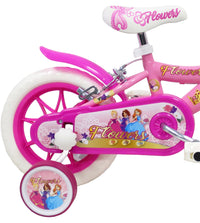 Bicicletta per Bambina 12" 2 Freni Gomme in EVA Flower Bianca/Rosa