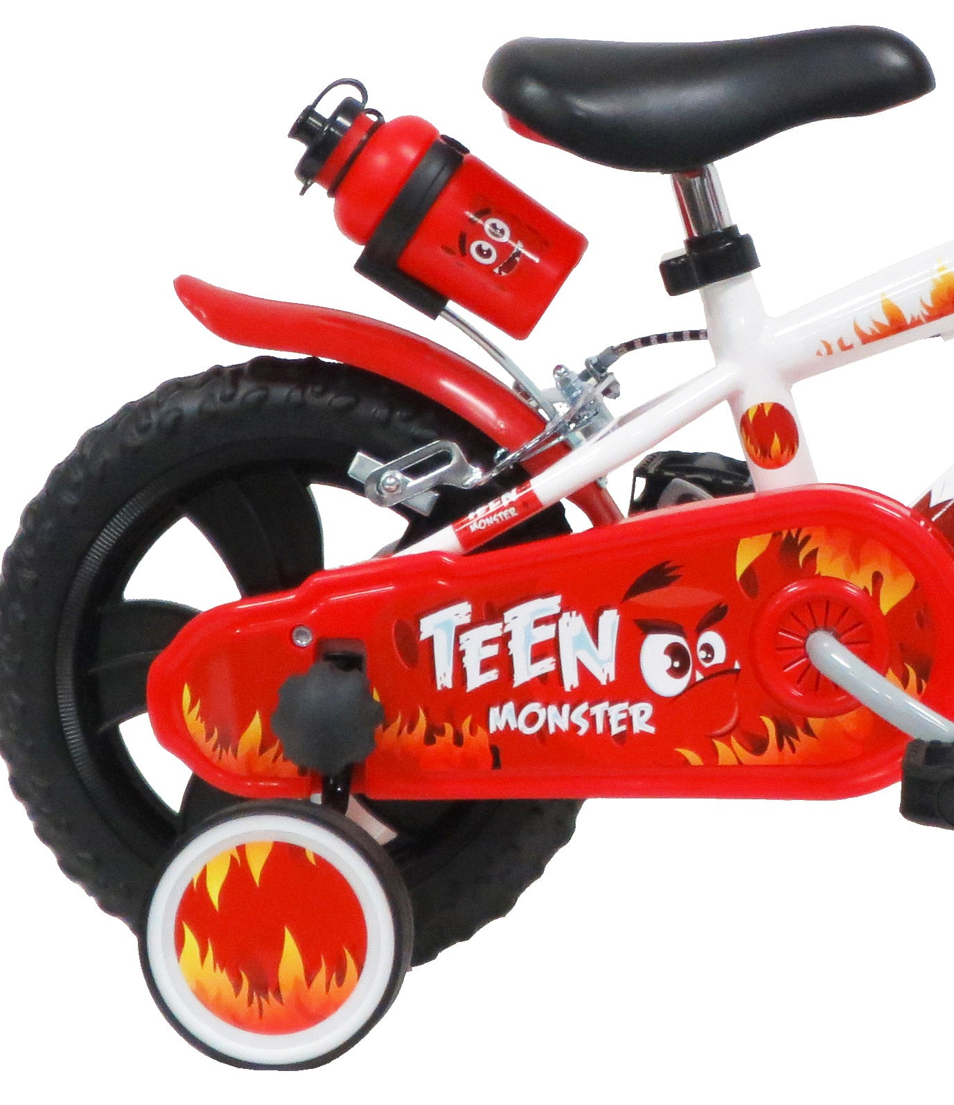 Bicicletta per Bambino 12" 2 Freni Gomme in EVA Teen Monster Bianca/Rossa