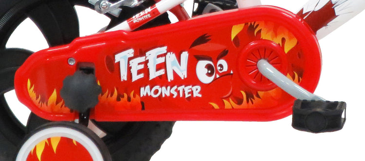 Bicicletta per Bambino 12" 2 Freni Gomme in EVA Teen Monster Bianca/Rossa