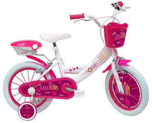 Bicicletta per Bambina 14" 2 Freni  Lolly Girl Bianca/Rosa