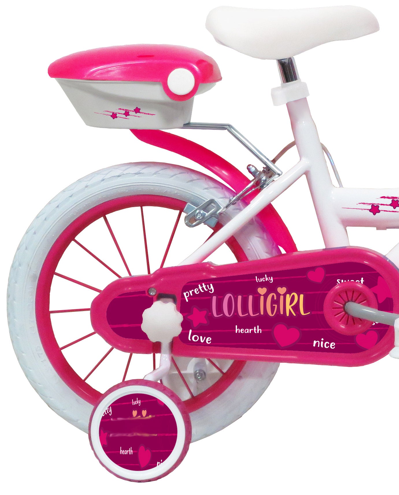 Bicicletta per Bambina 14" 2 Freni  Lolly Girl Bianca/Rosa