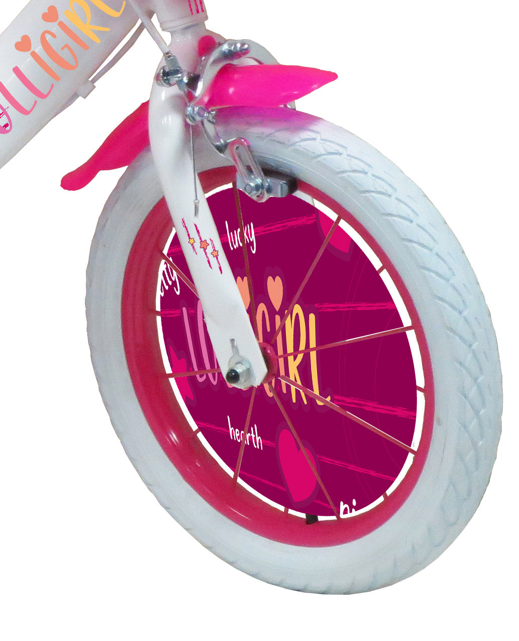 Bicicletta per Bambina 14" 2 Freni  Lolly Girl Bianca/Rosa