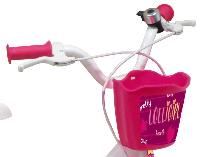 Bicicletta per Bambina 14" 2 Freni  Lolly Girl Bianca/Rosa