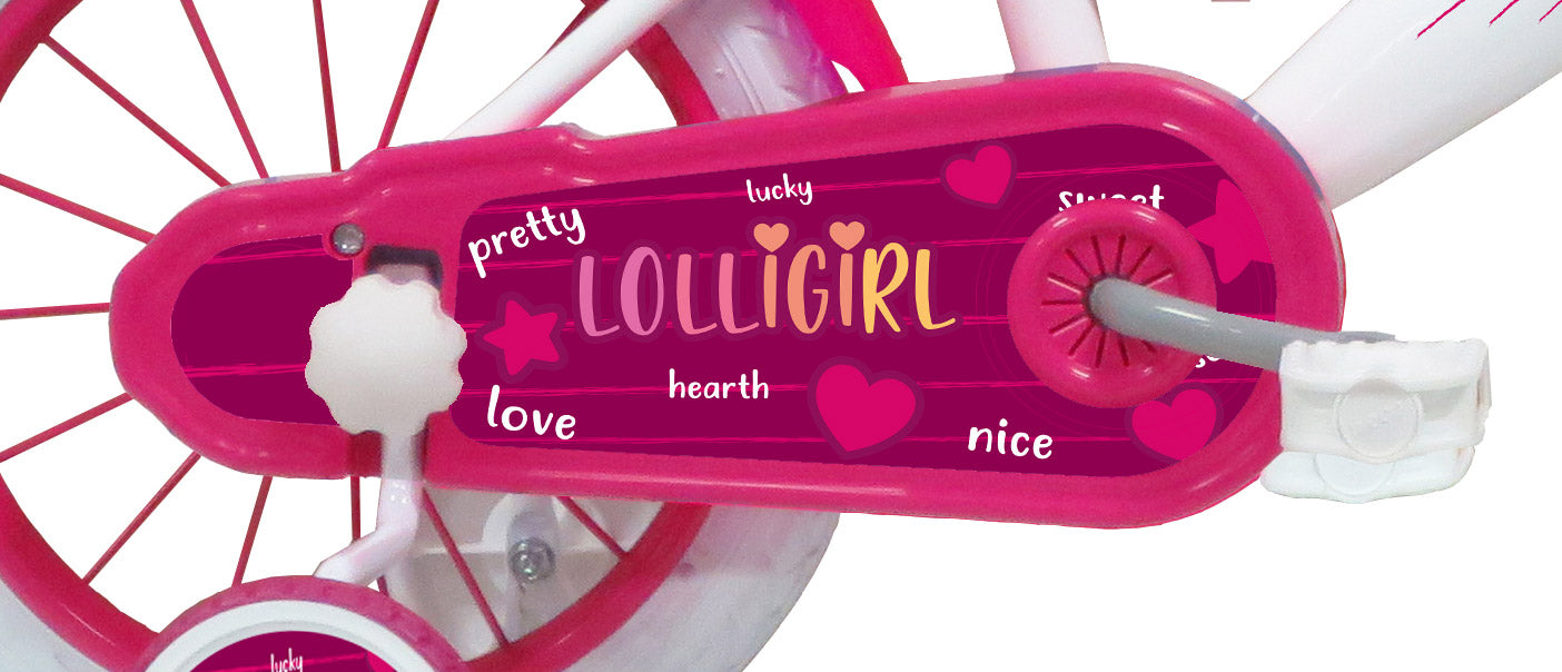 Bicicletta per Bambina 14" 2 Freni  Lolly Girl Bianca/Rosa