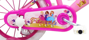 Bicicletta per Bambina 14" 2 Freni  Flower Bianca/Rosa