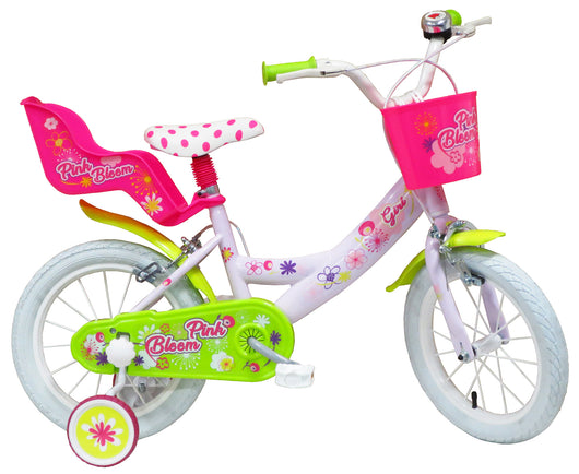 Bicicletta per Bambina 14" 2 Freni  Pink Bloom Rosa