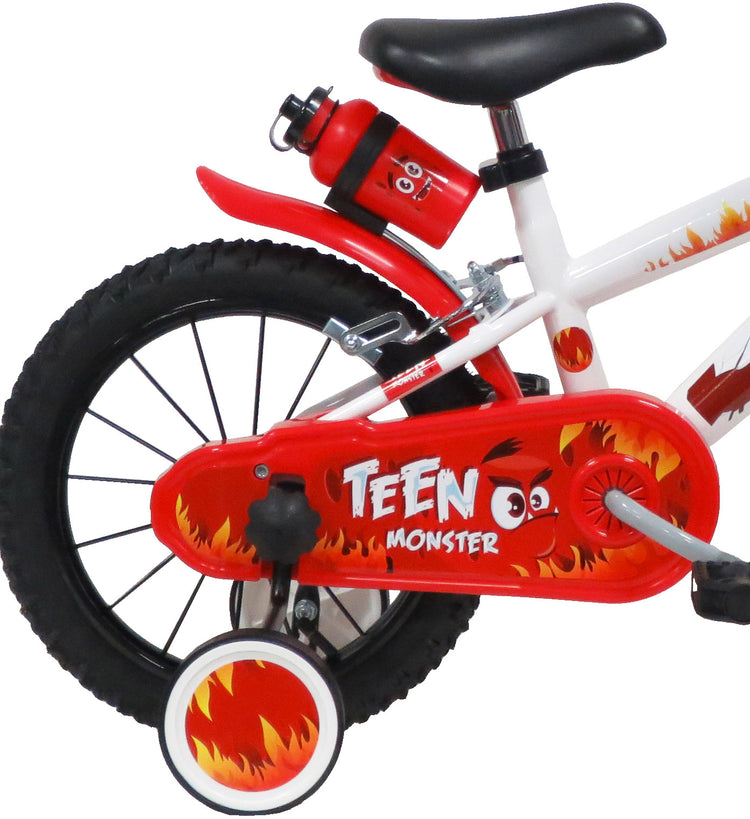 Bicicletta per Bambino 14" 2 Freni  Teen Monster Bianca/Rossa