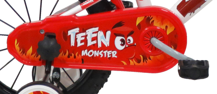 Bicicletta per Bambino 14" 2 Freni  Teen Monster Bianca/Rossa