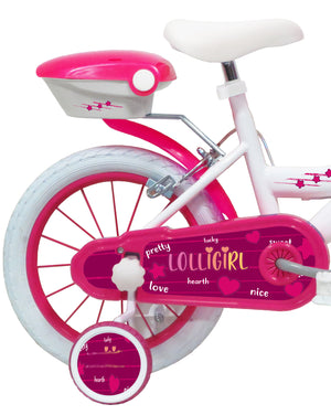 Bicicletta per Bambina 16" 2 Freni  Lolly Girl Bianca/Rosa