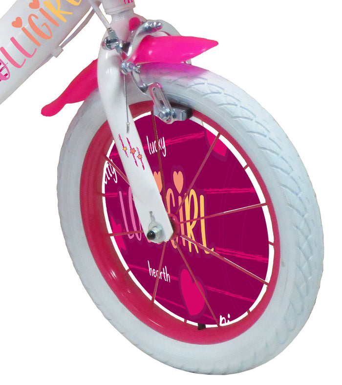 Bicicletta per Bambina 16" 2 Freni  Lolly Girl Bianca/Rosa